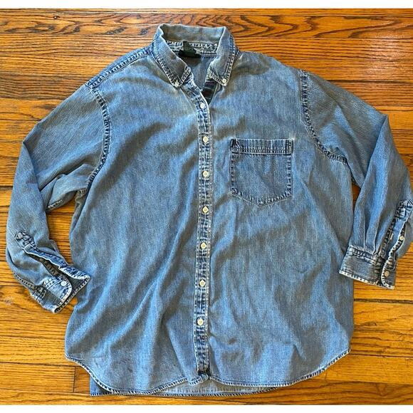 Vintage Ralph Lauren Denim Button Up Shirt Women’s 3X - Picture 1 of 13